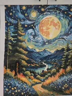 Scenic Starry Night Forest Wall Art - Multi-Color